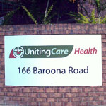 Uniting care digitally printed and mounting sign  on curved wall